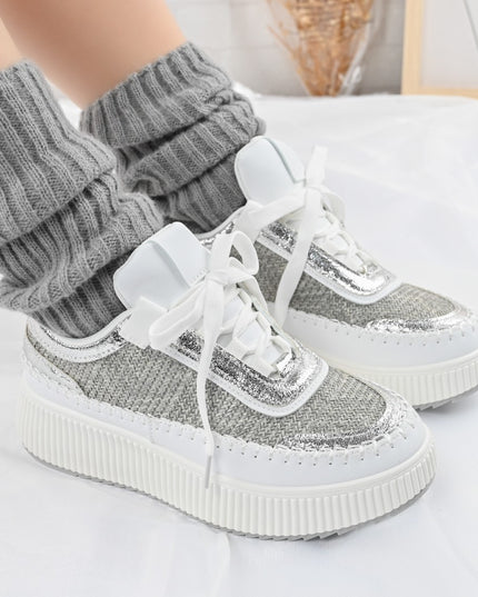 Pantofi sport de dama,din material textil,D1326,Argintiu