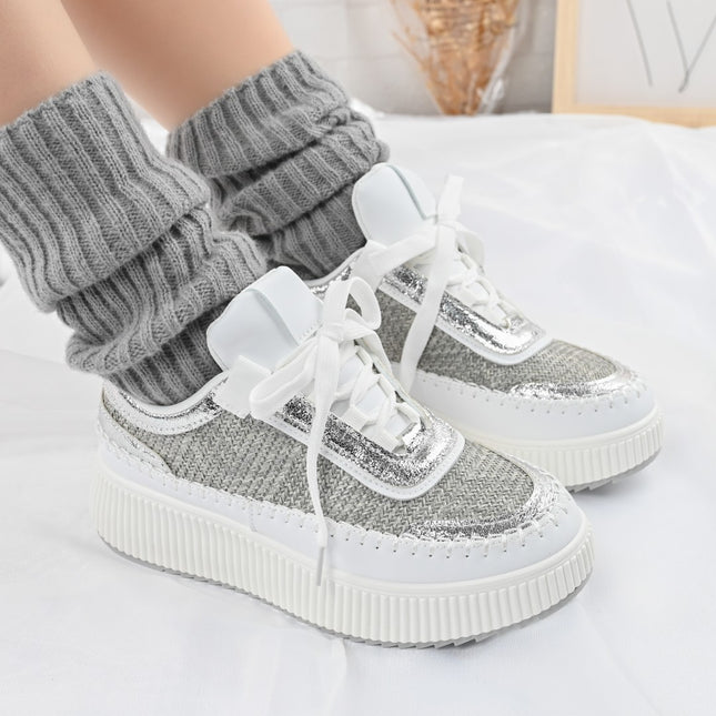 Pantofi sport de dama,din material textil,D1326,Argintiu