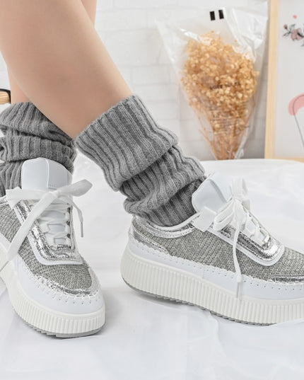 Pantofi sport de dama,din material textil,D1326,Argintiu