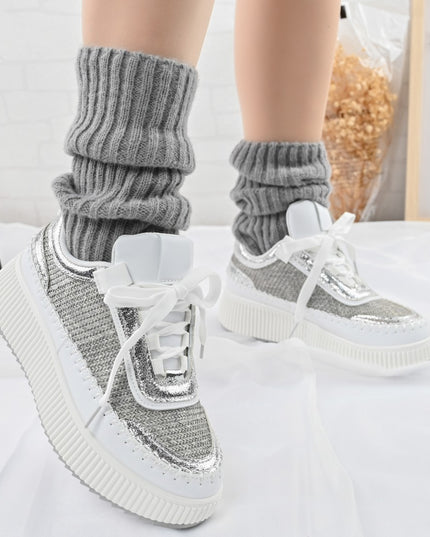 Pantofi sport de dama,din material textil,D1326,Argintiu