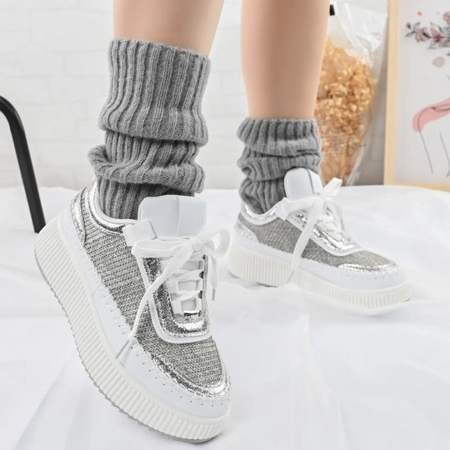 Pantofi sport de dama,din material textil,D1326,Argintiu OEM