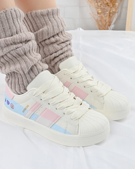 Дамски спортни обувки, изработени от екокожа, D1396, розови