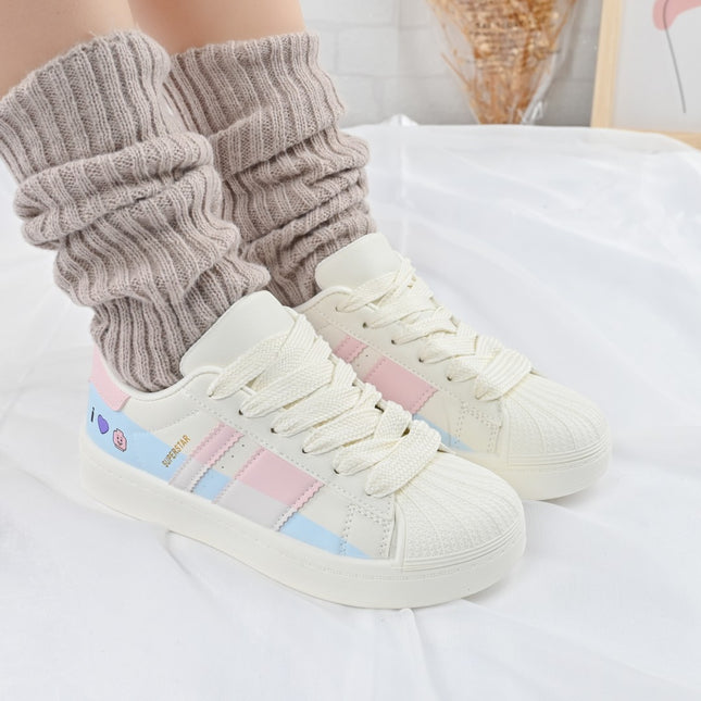 Дамски спортни обувки, изработени от екокожа, D1396, розови