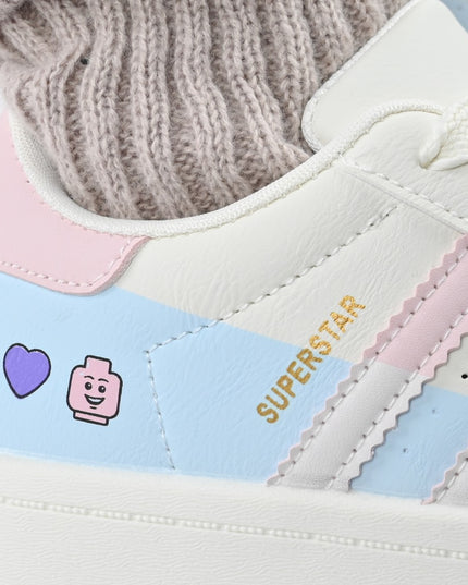 Дамски спортни обувки, изработени от екокожа, D1396, розови