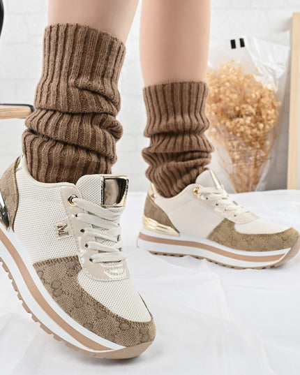 Pantofi sport De dama,cu insertii de plasa,1266,Bej