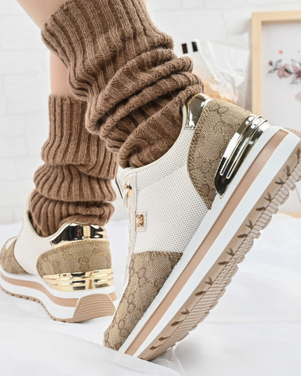 Pantofi sport De dama,cu insertii de plasa,1266,Bej