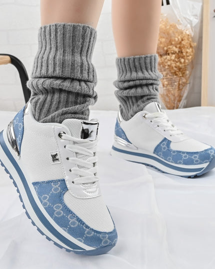 Pantofi sport De dama,cu insertii de plasa,1266,Alb cu Albastru