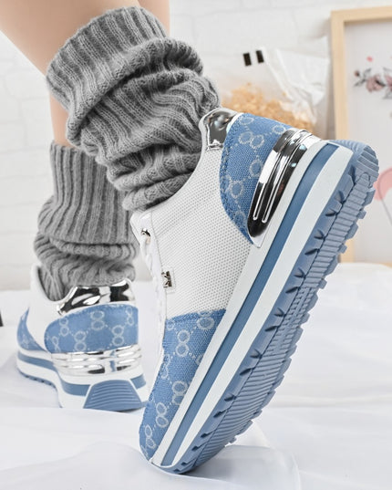 Pantofi sport De dama,cu insertii de plasa,1266,Alb cu Albastru