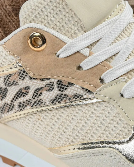 Pantofi sport De dama,Din material textil,D1404,Bej cu Leopard OEM
