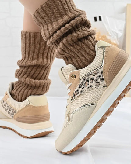 Pantofi sport De dama,Din material textil,D1404,Bej cu Leopard OEM