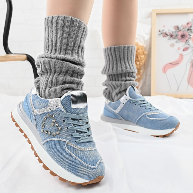 Pantofi sport De dama,Din Denim,D1399.Albastru Desschis