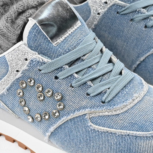 Дамски спортни обувки, деним, D1399. Светло синьо