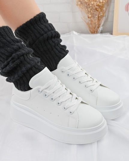 Дамски спортни обувки, Изработени от екокожа, D1329, Бели