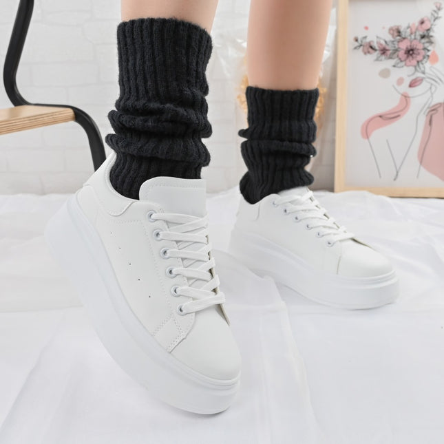 Pantofi sport de dama,Din Piele ecologica,D1329,Alb