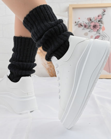 Дамски спортни обувки, Изработени от екокожа, D1329, Бели