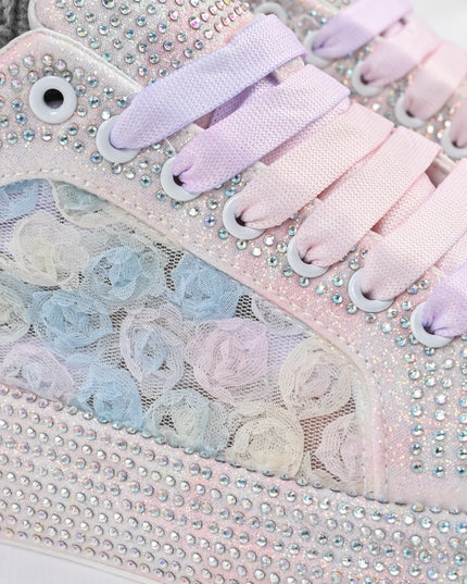 Pantofi Sport De Dama,Cu platforma cu strasuri stralucitoare,D1417,Roz