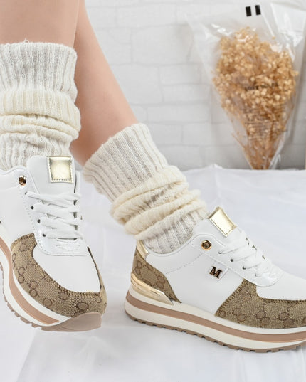 Дамски спортни обувки, изработени от екологична кожа, 1264, бели