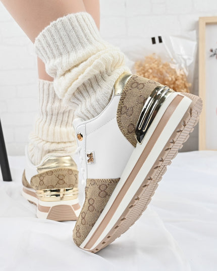 Дамски спортни обувки, изработени от екологична кожа, 1264, бели