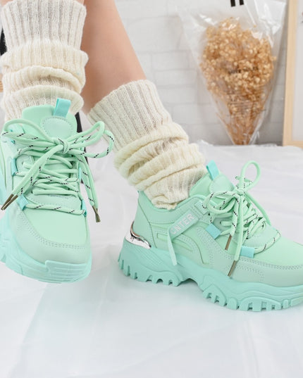 Дамски спортни обувки, изработени от екологична кожа, 1270, Зелени