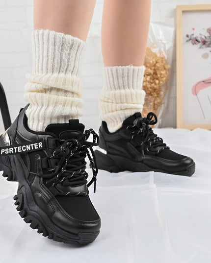 Дамски спортни обувки от екологична кожа 1270 Черни