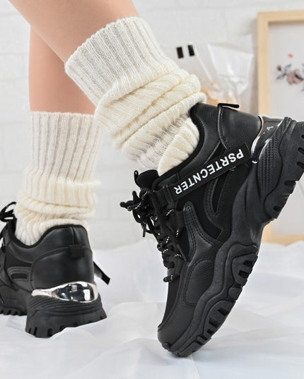 Дамски спортни обувки от екологична кожа 1270 Черни