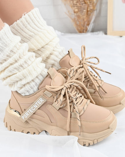 Дамски спортни обувки от екологична кожа 1270, каки