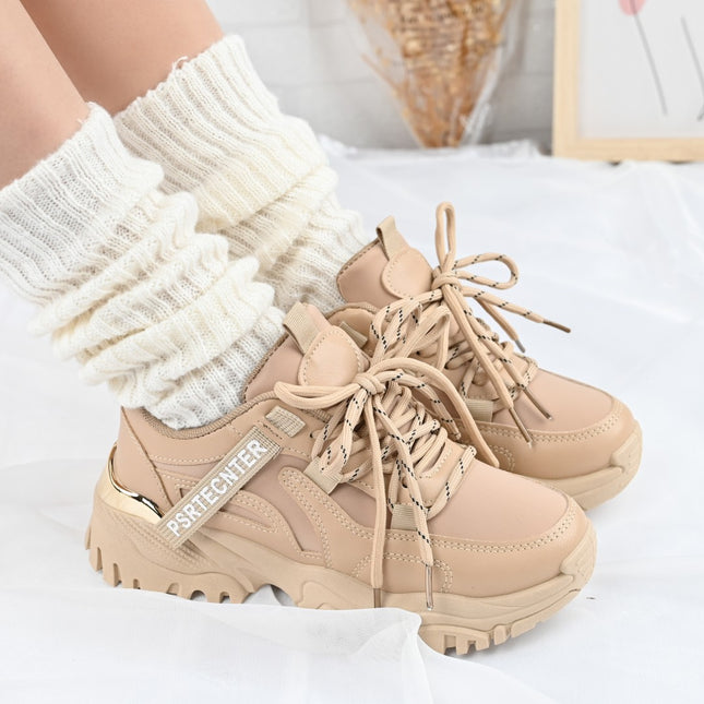 Дамски спортни обувки от екологична кожа 1270, каки