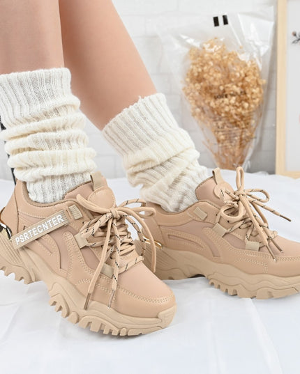 Дамски спортни обувки от екологична кожа 1270, каки