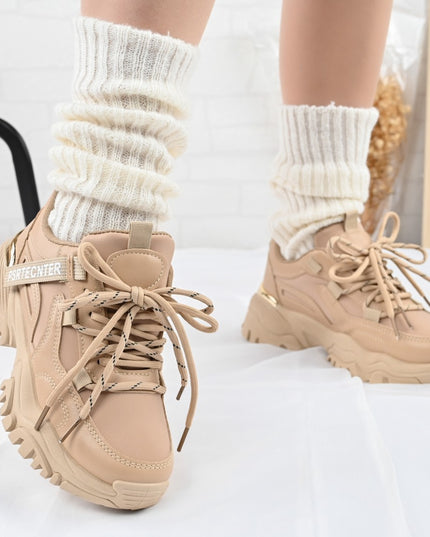 Дамски спортни обувки от екологична кожа 1270, каки