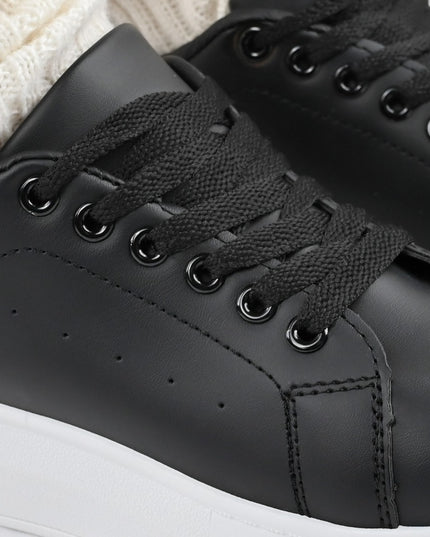 Pantofi Sport De Dama din piele ecologica, D1424 - Negru cu Alb