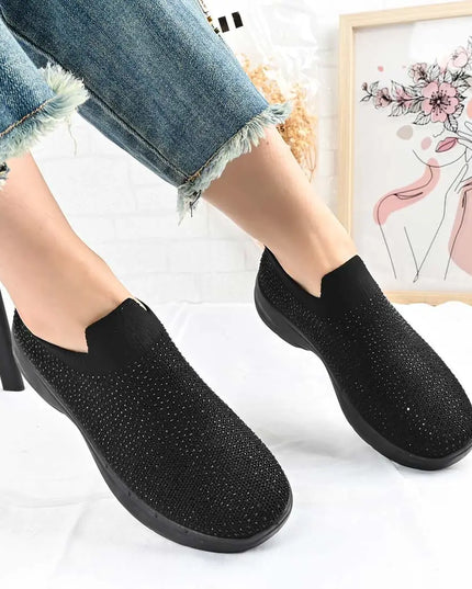 Pantofi sport De dama,Din material textil,Cu Strasuri,D1401,Negru OEM