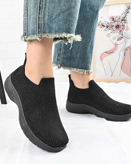 Pantofi sport De dama,Din material textil,Cu Strasuri,D1401,Negru OEM