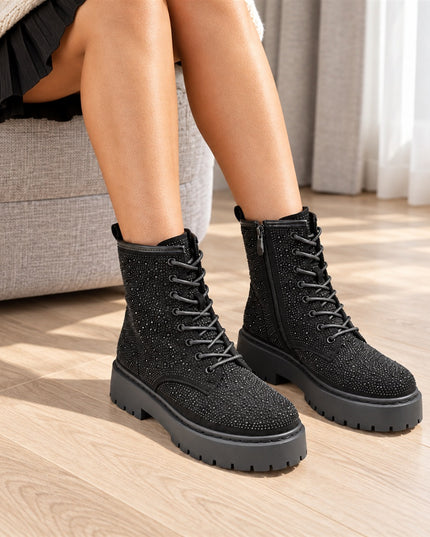 Ghete de dama,Din Piele Ecologica,cu interior imblanit,GD1137,Negru