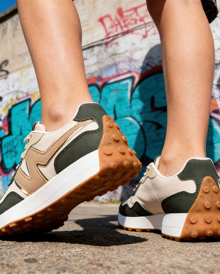 Pantofi Sport De Dama din Piele Ecologica Intoarsa, D1434 - Verde