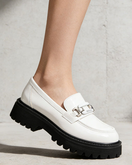 Pantofi casual de dama din piele ecologica, P1269 - Alb