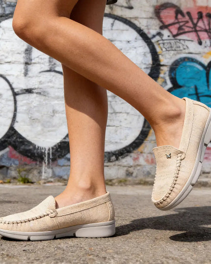 Pantofi casual de dama,Usor,Din piele ecologica,Cu Brant din piele Naturala,P1263,Champagne OEM