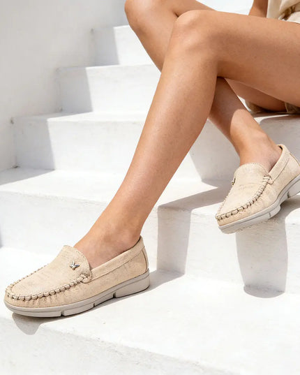Pantofi casual de dama,Usor,Din piele ecologica,Cu Brant din piele Naturala,P1263,Champagne OEM