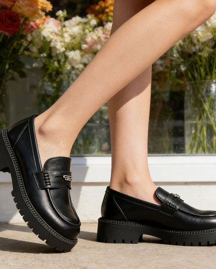 Pantofi casual de dama din piele ecologica, PA1264 - Negru