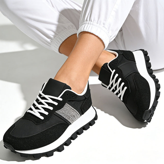 Pantofi sport De dama ,Din material textil,1276, Negru