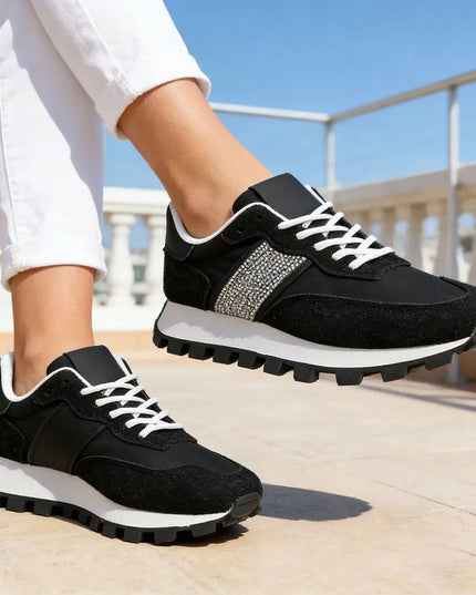 Pantofi sport De dama ,Din material textil,1276, Negru OEM