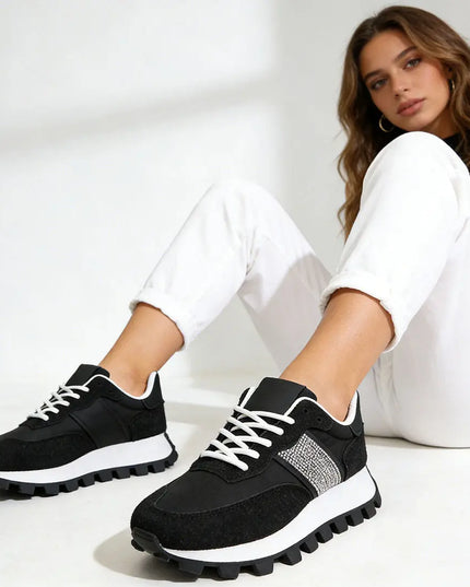 Pantofi sport De dama ,Din material textil,1276, Negru OEM