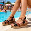 Sandale de dama,Cu platforma,Din Piele Ecologica,SA64,Negru