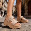 Papuci Casual De Dama,Din piele ecologica,SP111,Kaki
