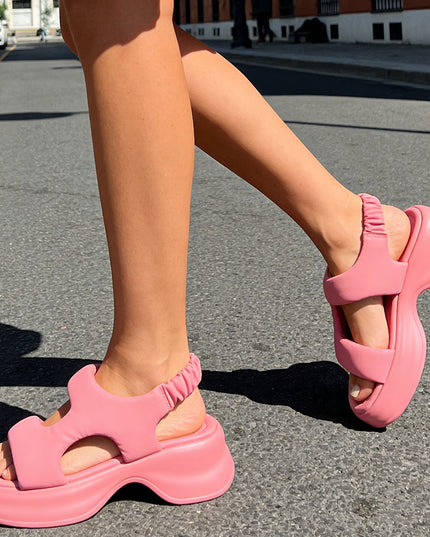 Sandale de dama,Cu platforma,Din Piele Ecologica,SA76,Roz