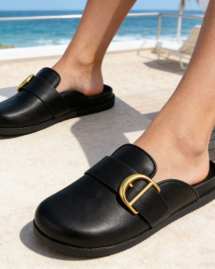 Papuci Casual De Dama din piele ecologica, SP113 - Negru
