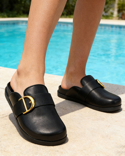 Papuci Casual De Dama din piele ecologica, SP113 - Negru