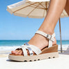 Sandale de Dama,Cu platforma,Din Piele Ecologica,SA95,Alb
