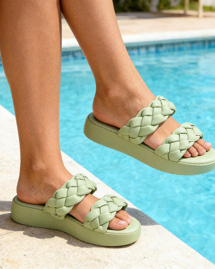 Papuci Casual De Dama din piele ecologica, SP116 - Verde