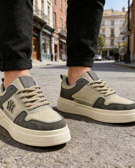 Pantofi sport de barbati din piele ecologica, B4067 - Verde