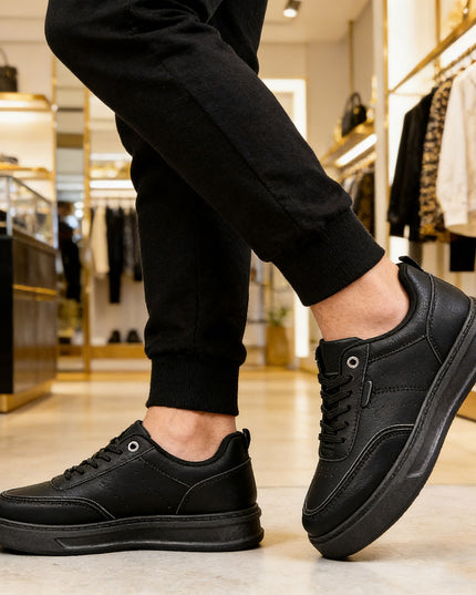 Pantofi sport de barbati din piele ecologica, B4068 - Negru
